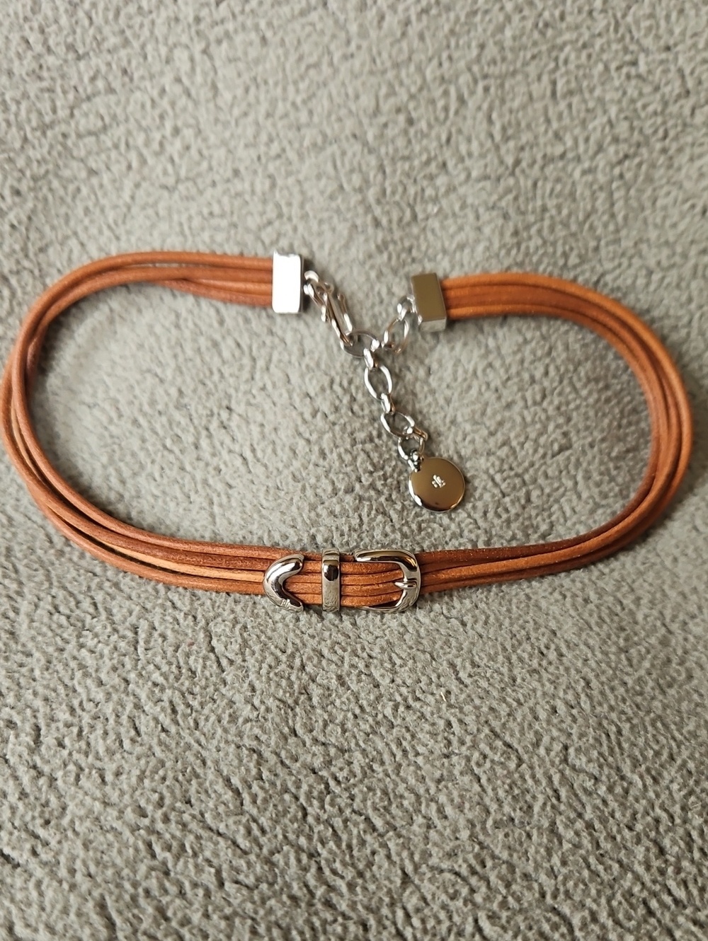 Leather Choker with Silver Buckle Accent